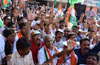 Mangaluru South Congress candidate J R Lobo takes out huge Padayatra in Carstreet
